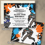 Paintball Theme Birthday Party Kid Invitation<br><div class="desc">Easily personalize this cool invitation for your child's paintball birthday party! You can download and print these off yourself...  and it will look like you spent a fortune! The invitations are fun and colorful and totally packed with energy. Any kid would love to be invited to this party!</div>