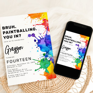 Paintballing Birthday Party Invitation