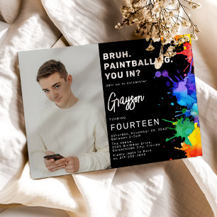 Paintballing Photo Birthday Party Invitation