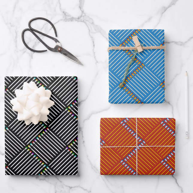 Paintbrush Crosshatch Wrapping Paper Sheet (Front)