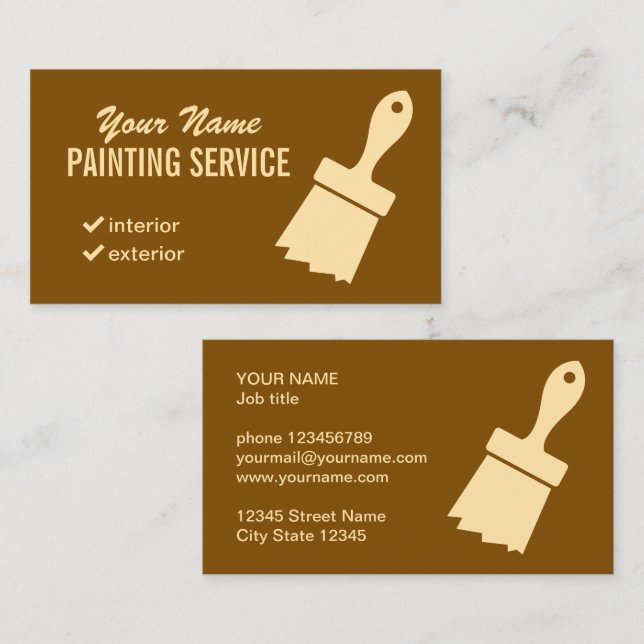 Paintbrush logo for painter business card template (Front/Back)