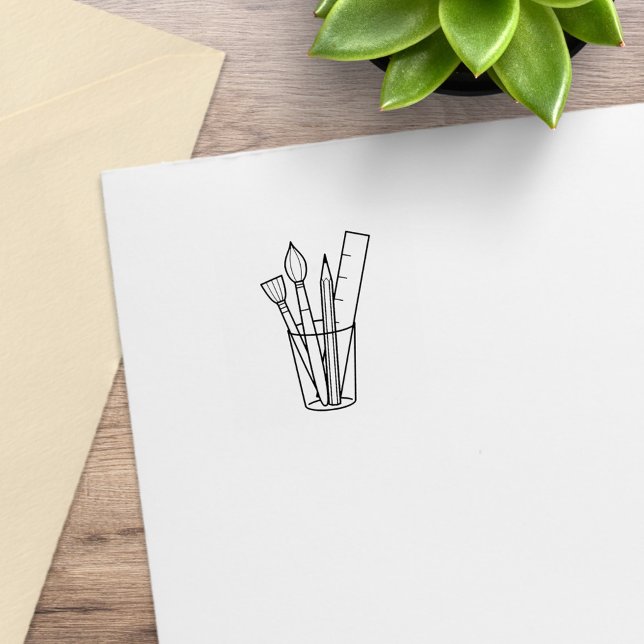 Paintbrush Pencil Ruler Art Craft Supplies 2 Rubber Stamp (Creator Uploaded)