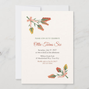 Paintbrush Wildflower Kids Birthday Invitation