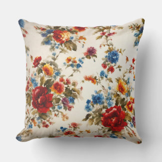 Painted Еlegant & Delicate Colourful Summer Flower Cushion