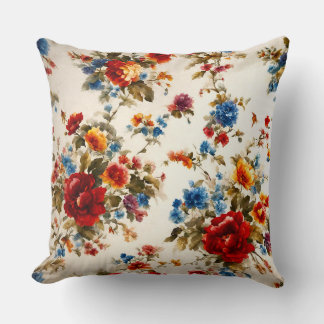 Painted Еlegant & Delicate Colourful Summer Flower Cushion