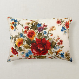 Painted Еlegant & Delicate Colourful Summer Flower Decorative Cushion