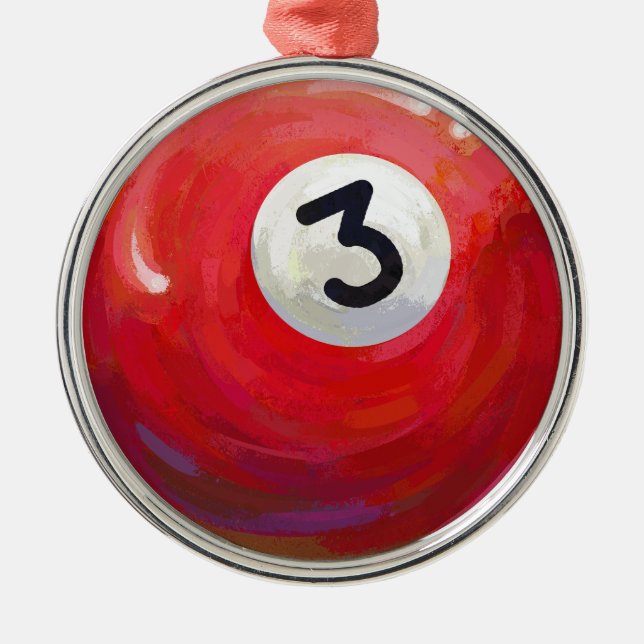 Painted 3 Pool Ball Pattern Metal Tree Decoration (Front)