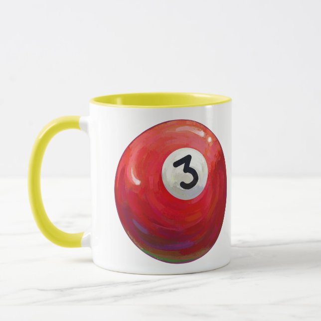 Painted 3 Pool Ball Pattern Mug (Left)