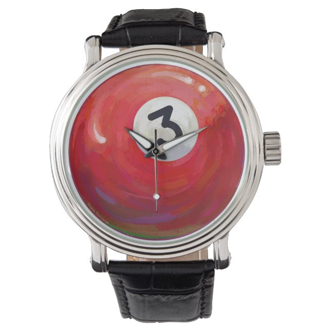 Painted 3 Pool Ball Pattern Watch (Front)