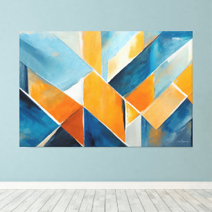 Painted abstract art in Blue orange Canvas Print