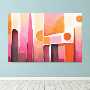Painted abstract art pinks canvas print