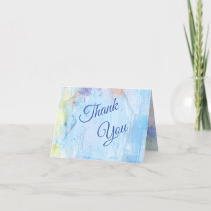 Painted Abstract Blue Wedding Thank You Card