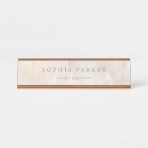 Painted Abstract Elegant Minimalist Neutral Desk Name Plate