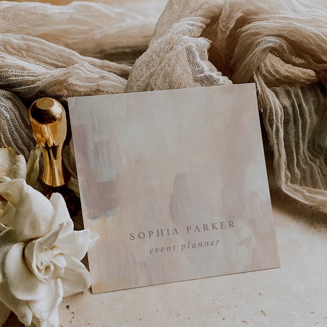 Painted Abstract | Elegant Minimalist Neutral Square Business Card (Creator Uploaded)