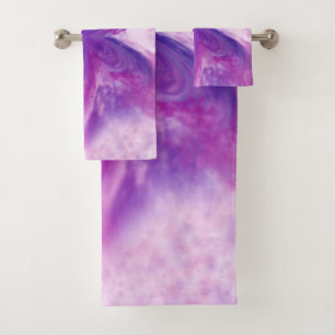 Painted Abstract Fantasy Flower Watercolor Bath Towel Set
