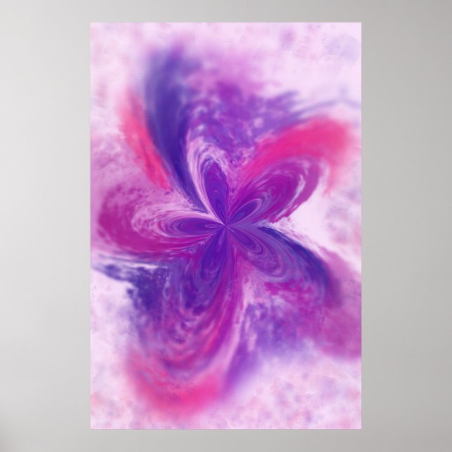 Painted Abstract Fantasy Flower Watercolor Poster (Front)