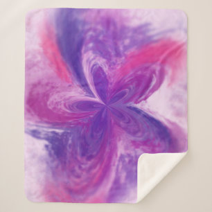 Painted Abstract Fantasy Flower Watercolor Sherpa Blanket