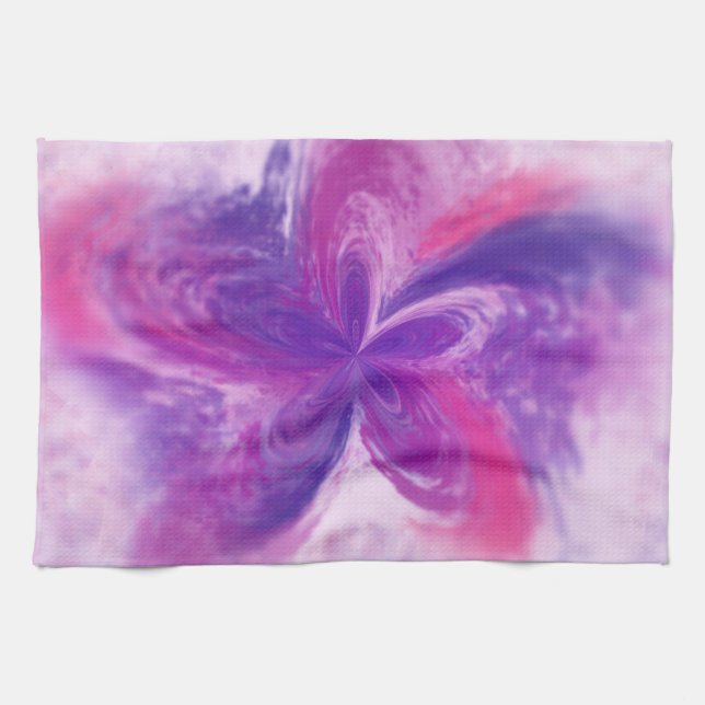 Painted Abstract Fantasy Flower Watercolor Tea Towel (Horizontal)