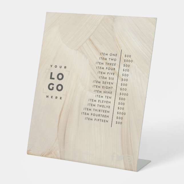 Painted Abstract Natural Elegant price list Pedestal Sign (Front)