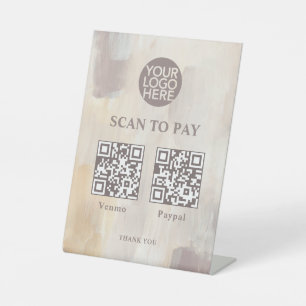 Painted Abstract Two Ways to Pay Scannable QR Code Pedestal Sign