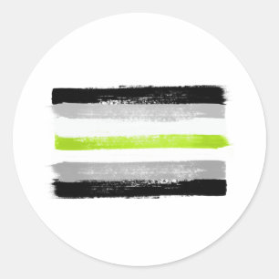 PAINTED AGENDER PRIDE FLAG CLASSIC ROUND STICKER