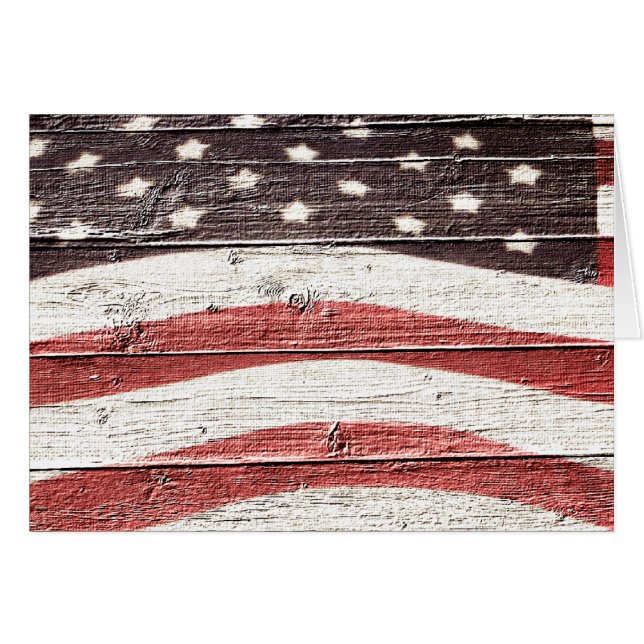 Painted American Flag on Rustic Wood Texture (Front Horizontal)