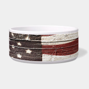 Painted American Flag on Rustic Wood Texture