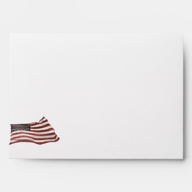 Painted American Flag on Rustic Wood Texture Envelopes (Front)