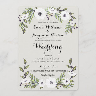 Painted Anemones - floral wedding invitation