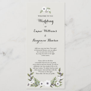 Painted Anemones Wedding Program Programme