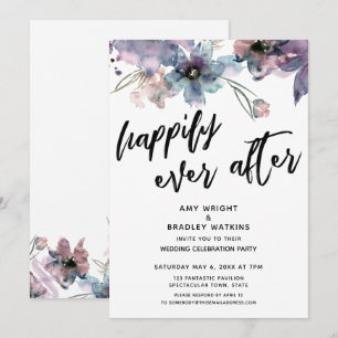 Painted Artsy Flowers Happily Ever After Reception Invitation