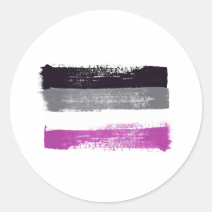 PAINTED ASEXUAL PRIDE FLAG CLASSIC ROUND STICKER