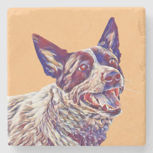 Painted Australian Cattle Dog Marble Coaster