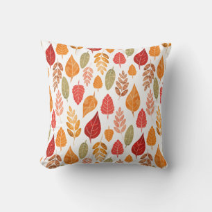 Painted Autumn Leaves Pattern Cushion