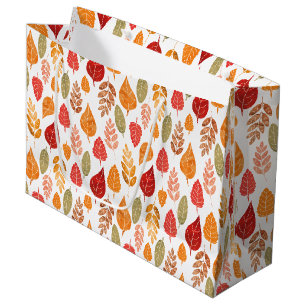 Painted Autumn Leaves Pattern Large Gift Bag