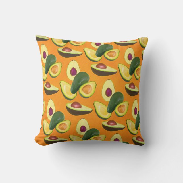 Painted Avocado Pattern Cushion (Front)