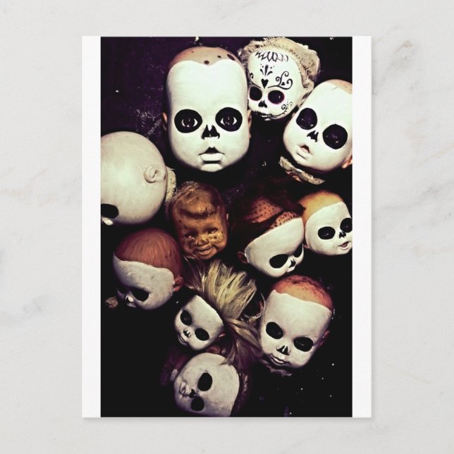 Painted baby doll heads postcard (Front)