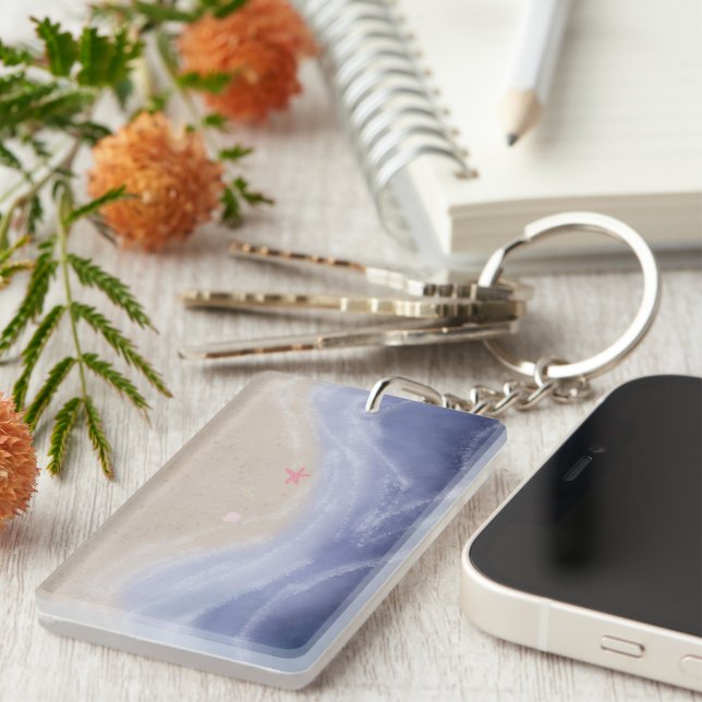 Painted beach  key ring (Front Right)