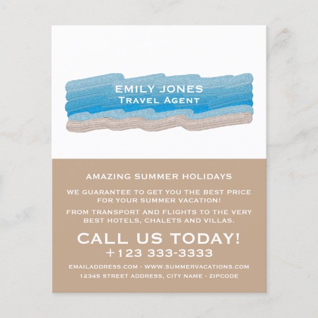 Painted Beach Strokes, Travel Agent Advertising Flyer (Front)