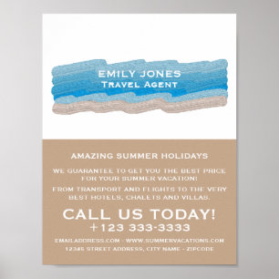Painted Beach Strokes, Travel Agent Advertising Poster