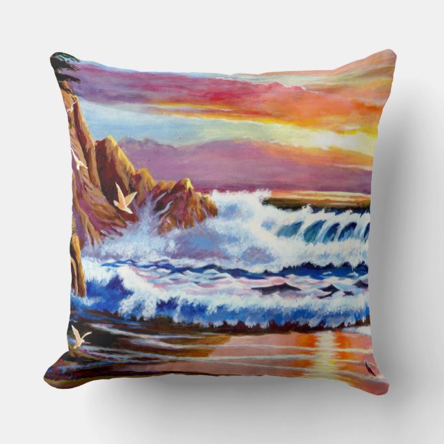 Painted Beach Sunrise Cushion (Front)