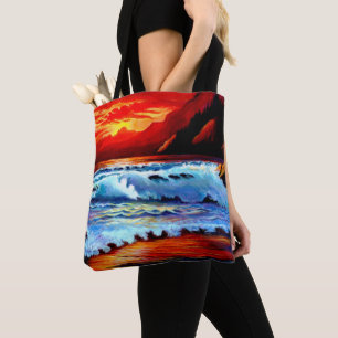 Painted Beach Sunset Tote Bag