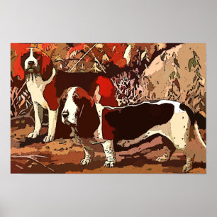 Painted Beagles on Canvas Poster