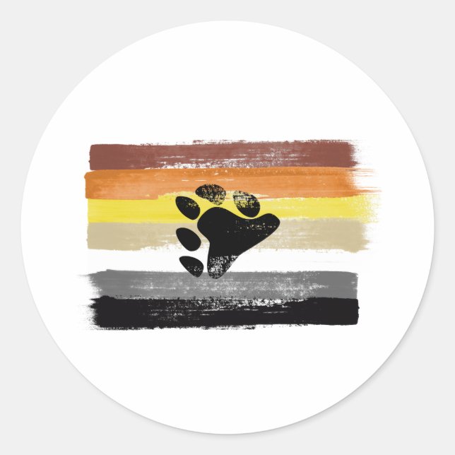 PAINTED BEAR PRIDE FLAG and SYMBOL Classic Round Sticker (Front)