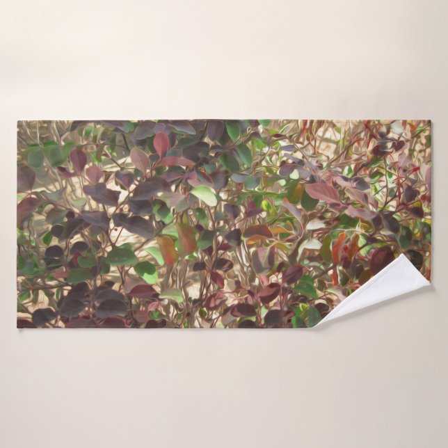 Painted Beautiful Green Red Leaves Bath Towel Set (Bath Towel)
