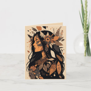 Painted Beautiful Native American Woman Note Card