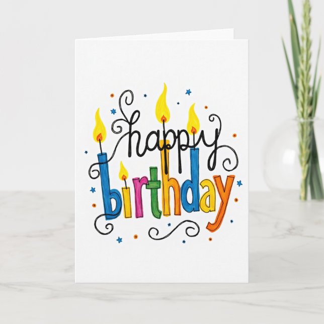 Painted Birthday Lights Card (Front)
