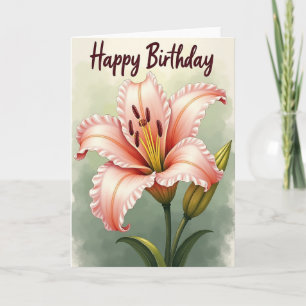 Painted Birthday Lily Card
