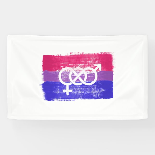 PAINTED BISEXUAL SYMBOL PRIDE FLAG BANNER (Horizontal)