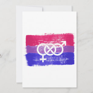 PAINTED BISEXUAL SYMBOL PRIDE FLAG HOLIDAY CARD